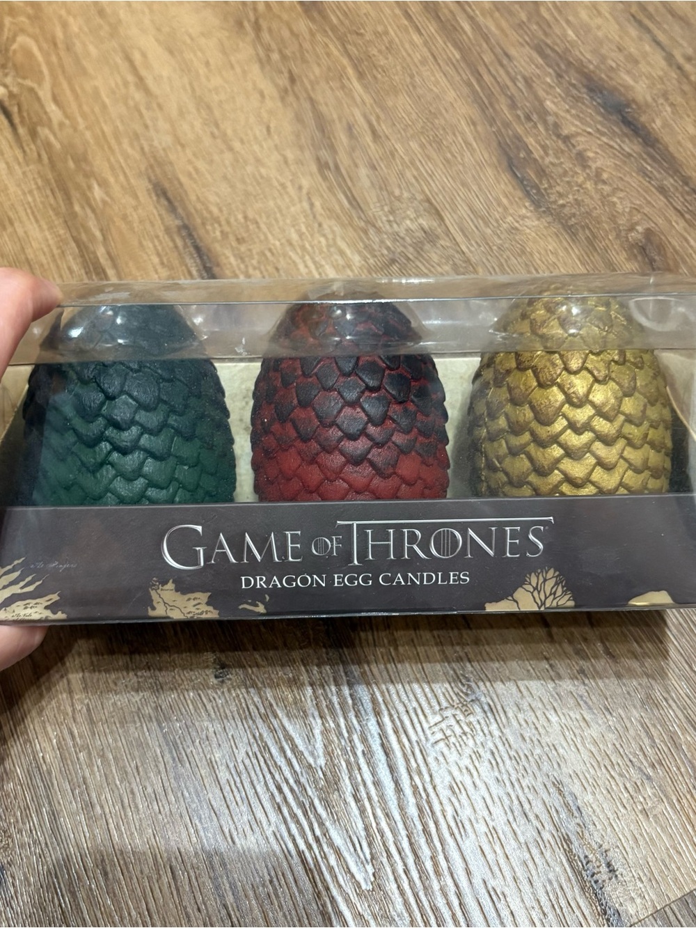 NWT Game of Thrones Dragon Egg Candle Set of 3 - Green, Red, Gold